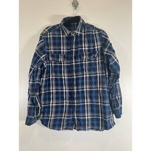 Faded Glory Men's Flannel Shirt Blue Black White Plaid m 38-40
